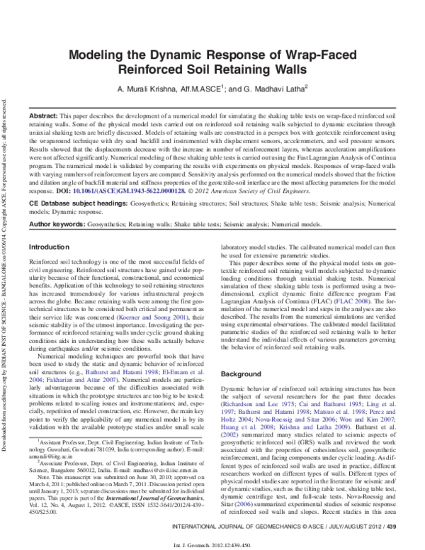 (PDF) Modeling the Dynamic Response of Wrap-Faced Reinforced Soil ...