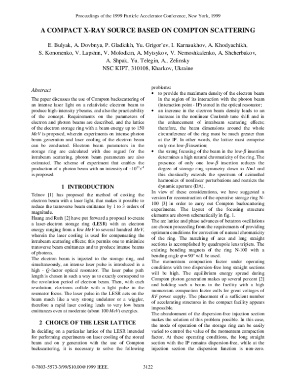 (PDF) A compact X-ray source based on Compton scattering