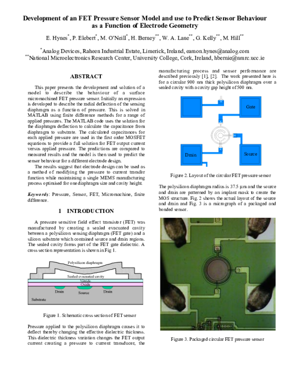 (PDF) Development of an FET Pressure Sensor Model and use to Predict ...