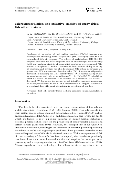 (PDF) Microencapsulation and oxidative stability of spray-dried fish ...
