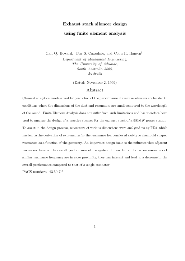 (PDF) Exhaust stack silencer design using finite element analysis ...