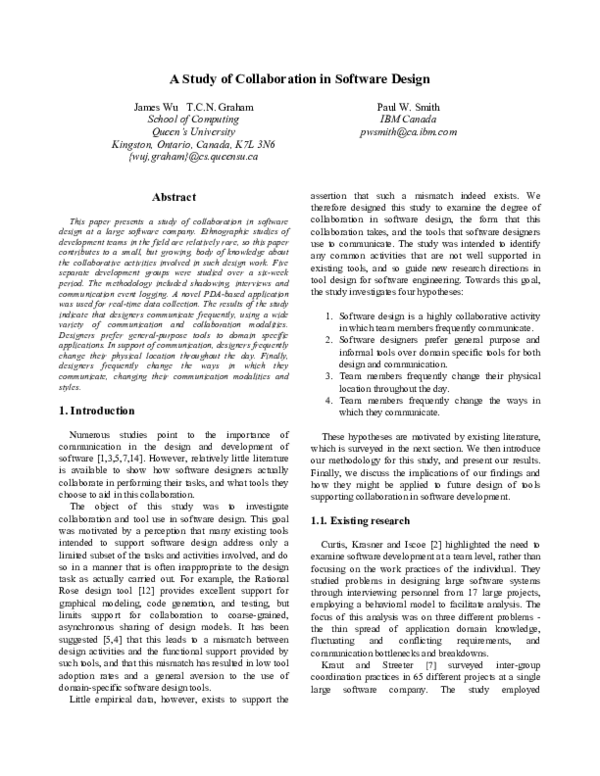(PDF) A Study of Collaboration In Software Design
