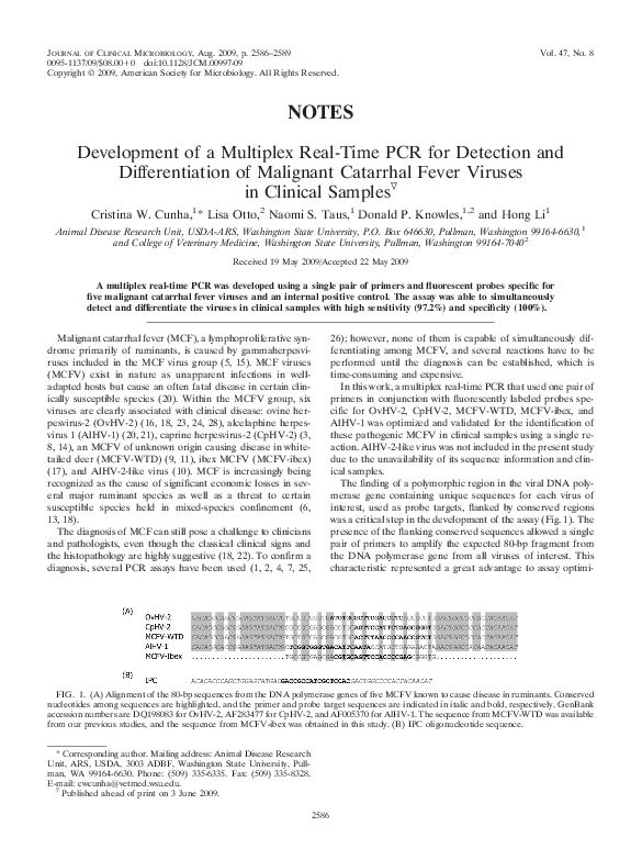(PDF) Development of a Multiplex Real-Time PCR for Detection and ...