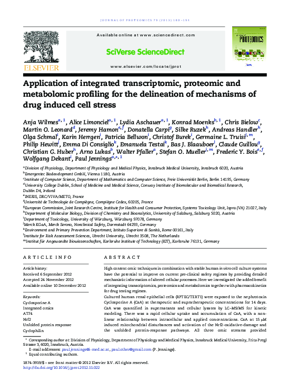 (PDF) Application of integrated transcriptomic, proteomic and ...