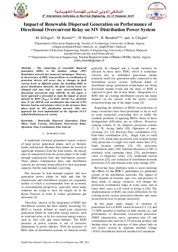 (PDF) Impact of Renewable Dispersed Generation on Performance of ...