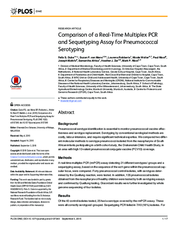 (PDF) Comparison of a Real-Time Multiplex PCR and Sequetyping Assay for ...