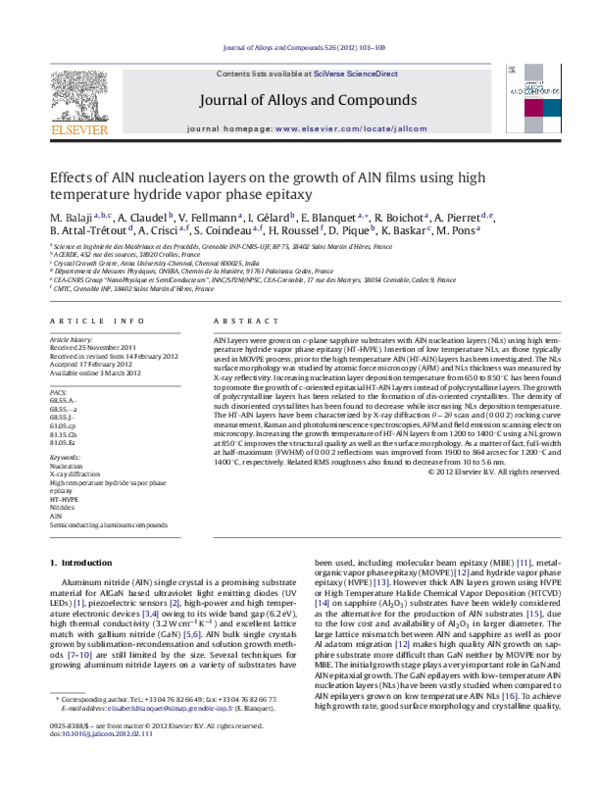 (PDF) Effects of AlN nucleation layers on the growth of AlN films using ...