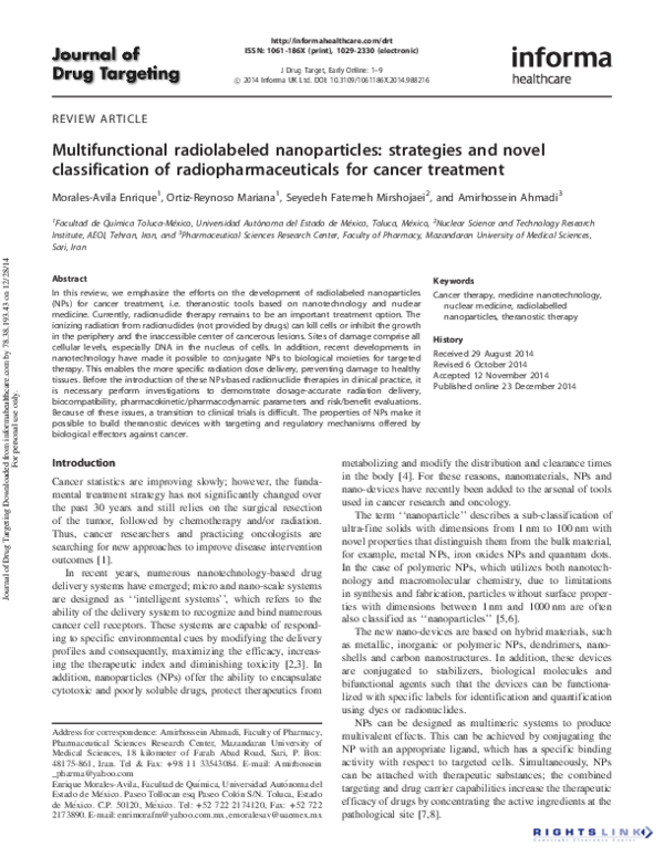 (PDF) Multifunctional radiolabeled nanoparticles for targeted therapy