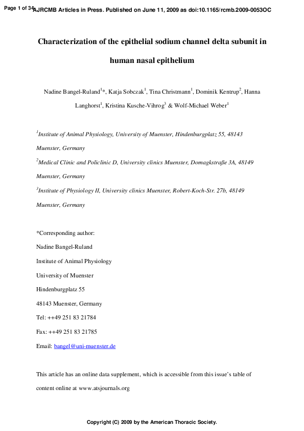 (PDF) Characterization of the Epithelial Sodium Channel δ-Subunit in ...