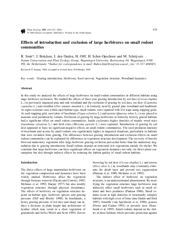 (PDF) Effects of introduction and exclusion of large herbivores on ...