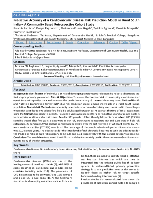 (PDF) Predictive Accuracy of a Cardiovascular Disease Risk Prediction ...