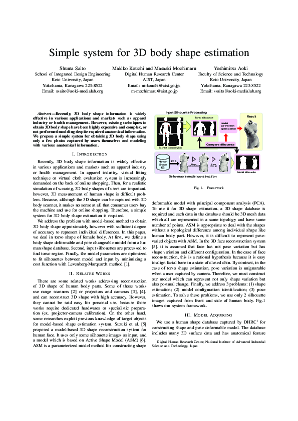 (PDF) Simple system for 3D body shape estimation