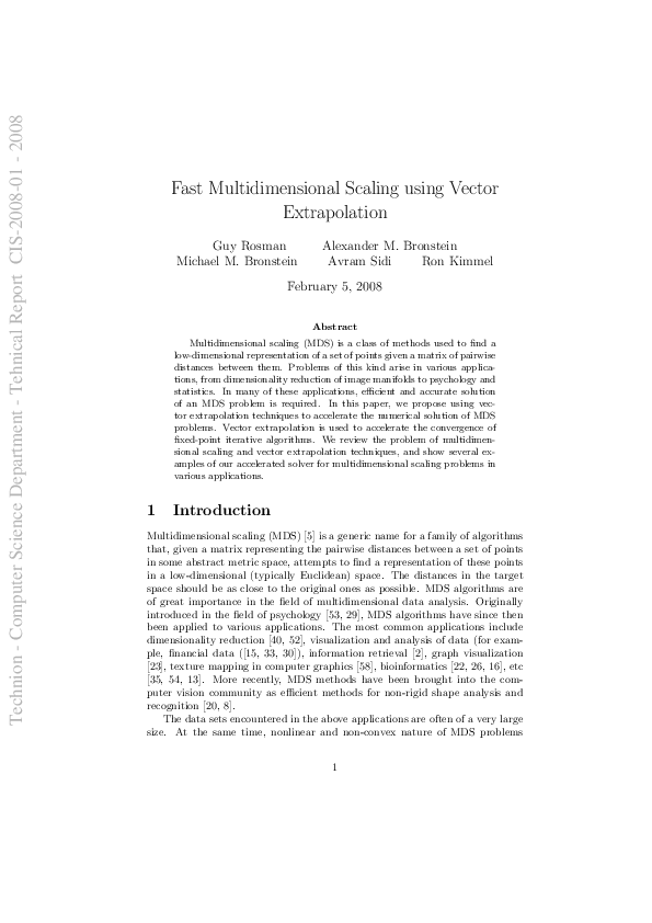 (PDF) Fast multidimensional scaling using vector extrapolation