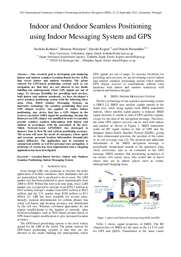 (PDF) Indoor and Outdoor Seamless Positioning using Indoor Messaging ...