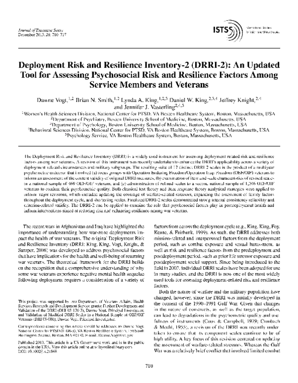 (PDF) Deployment Risk and Resilience Inventory-2 (DRRI-2): An Updated ...