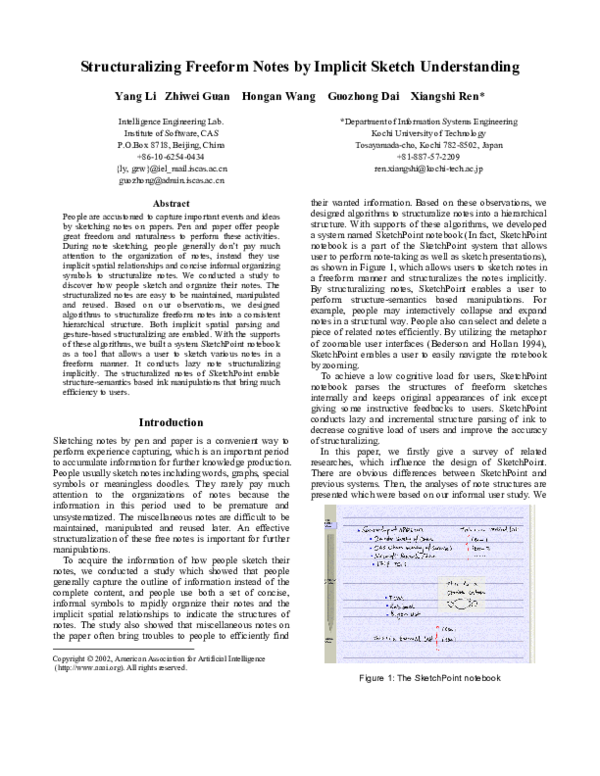 (PDF) Structuralizing freeform notes by implicit sketch understanding