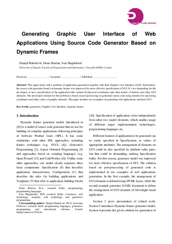 (PDF) Generating Graphic User Interface of Web Applications Using ...