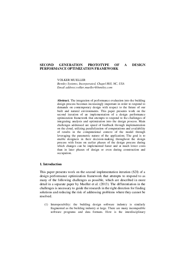 (PDF) Second Generation Prototype of a Design Performance Optimization ...