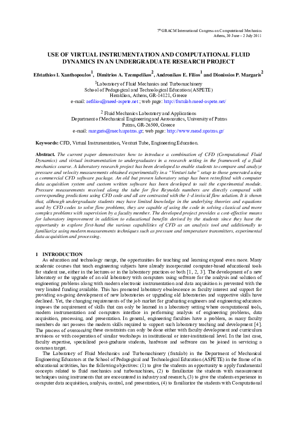 (PDF) Use of virtual instrumentation and computational fluid dynamics ...