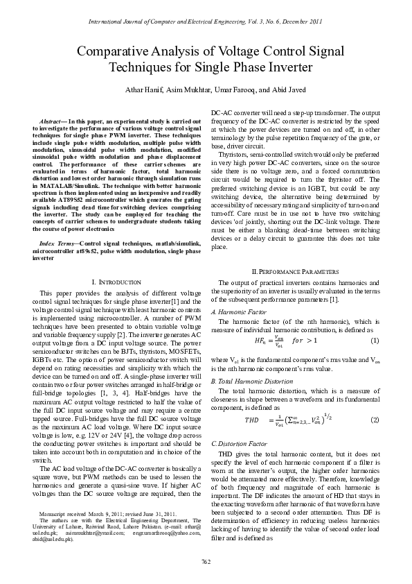 (PDF) Comparative Analysis of Voltage Control Signal Techniques for ...