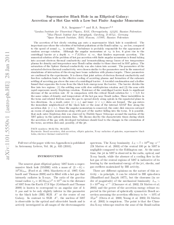 (PDF) Supermassive black hole in an elliptical galaxy: Accretion of a ...