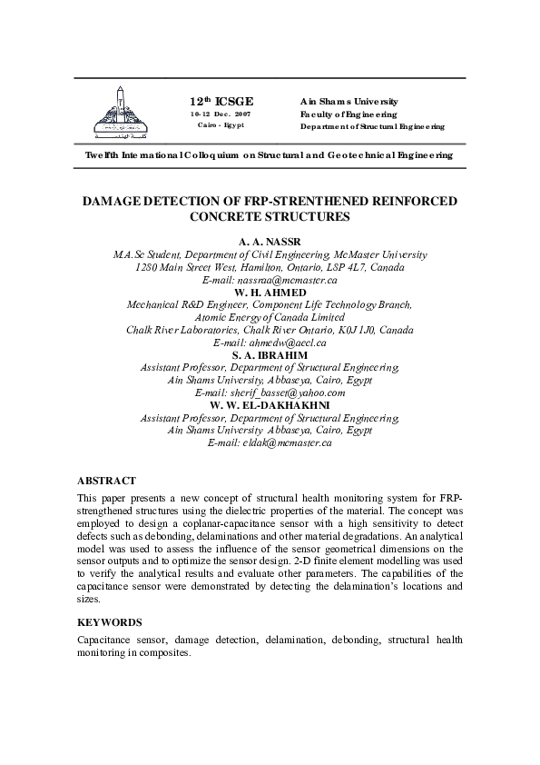 (PDF) Damage Detection of FRP Strengthened Reinforced Concrete Structures