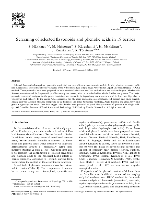 (PDF) Screening of selected flavonoids and phenolic acids in 19 berries