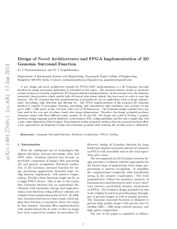 (PDF) Design of Novel Architectures and FPGA Implementation of 2D ...