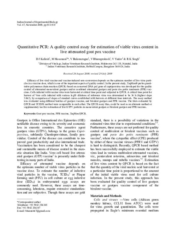 (PDF) Quantitative PCR: a quality control assay for estimation of ...