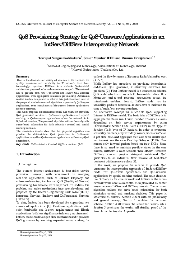 (PDF) QoS Provisioning Strategy for QoS-Unaware Applications in an ...