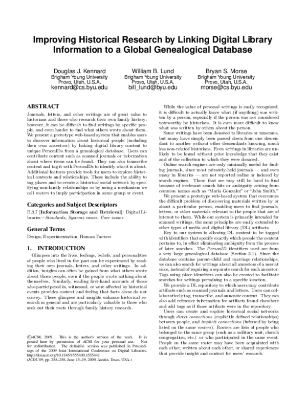 (PDF) Improving historical research by linking digital library ...