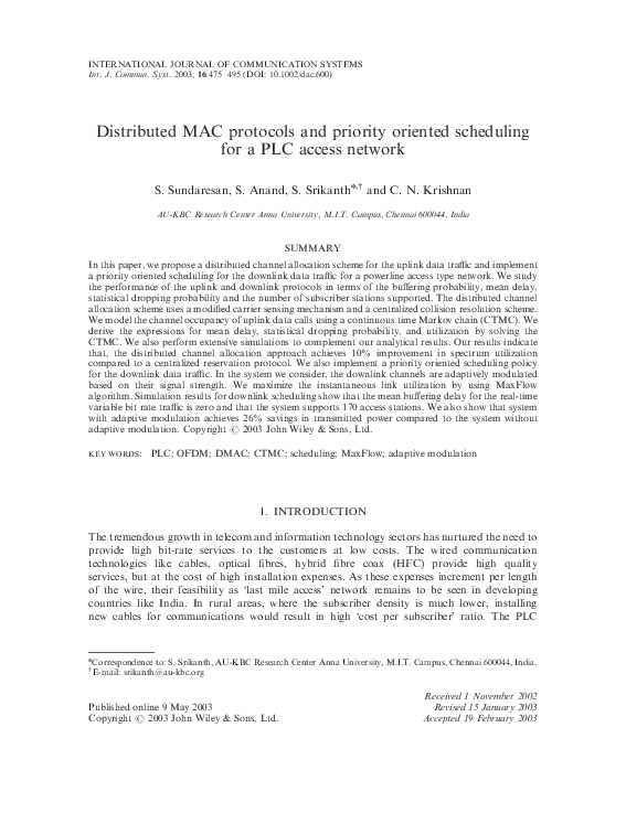 (PDF) Distributed MAC protocols and priority oriented scheduling for a ...