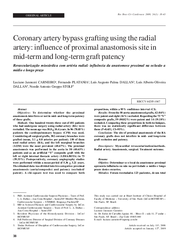 (PDF) Coronary artery bypass grafting using the radial artery ...