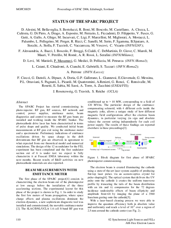 (PDF) Status of the SPARC project