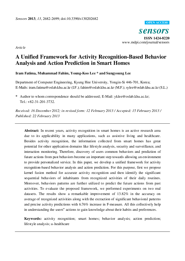 (PDF) A Unified Framework for Activity Recognition-Based Behavior ...