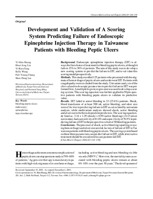 (PDF) Development and validation of a scoring system predicting failure ...