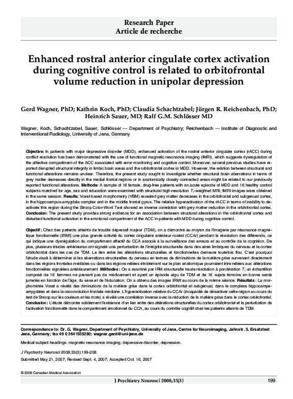 (PDF) Enhanced rostral anterior cingulate cortex activation during ...