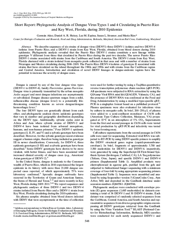 (PDF) Phylogenetic Analysis of Dengue Virus Types 1 and 4 Circulating ...