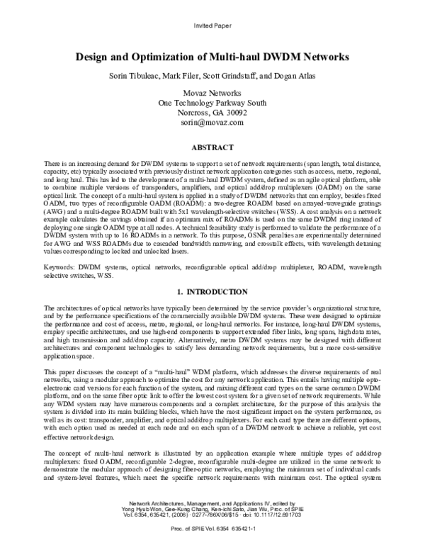(PDF) Design and optimization of multi-haul DWDM networks