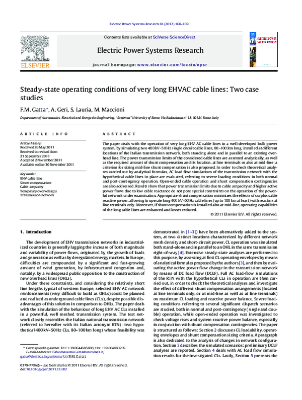 (PDF) Steady-state operating conditions of very long EHVAC cable lines