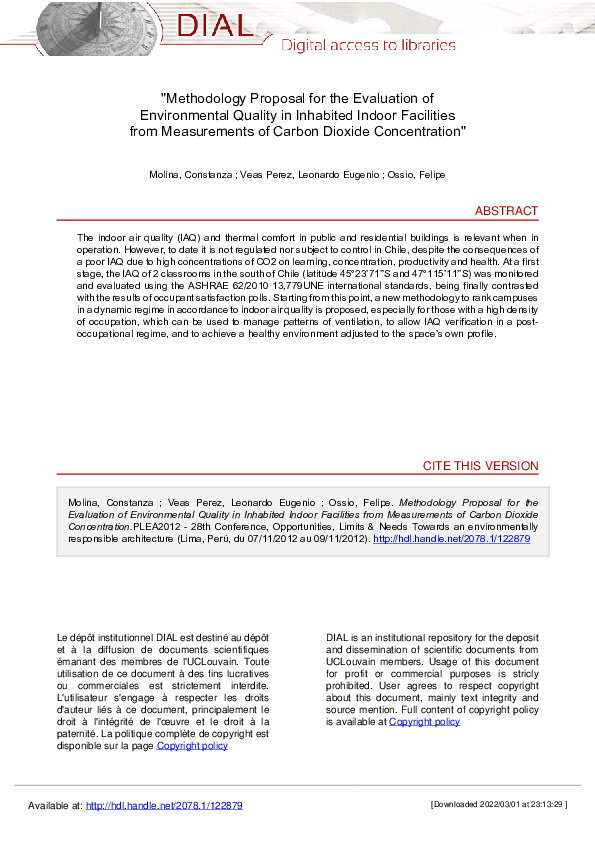 (PDF) Methodology Proposal for the Evaluation of Environmental Quality ...