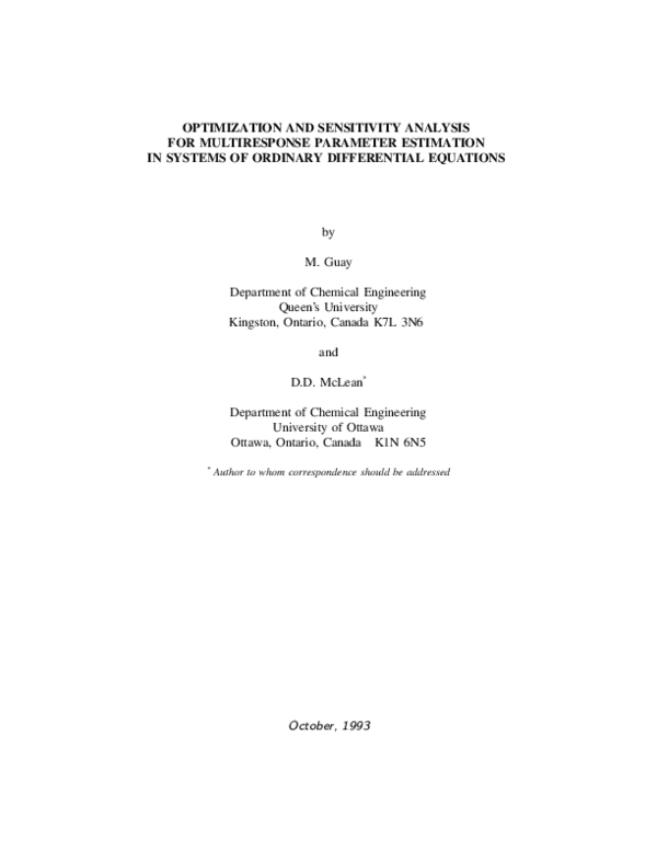 (PDF) Optimization and sensitivity analysis for multiresponse parameter ...