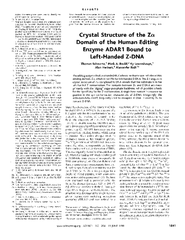 (PDF) Crystal Structure of the Z Domain of the Human Editing Enzyme ...