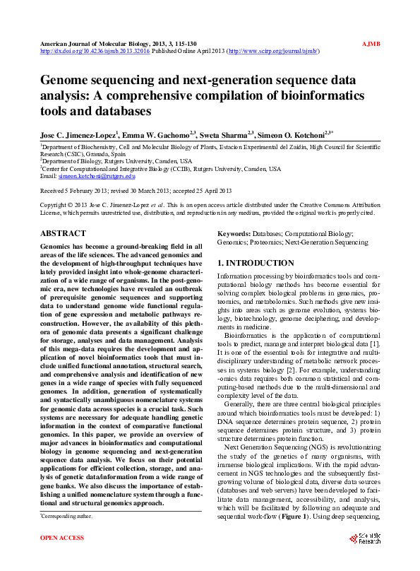 (PDF) Genome sequencing and next-generation sequence data analysis: A ...