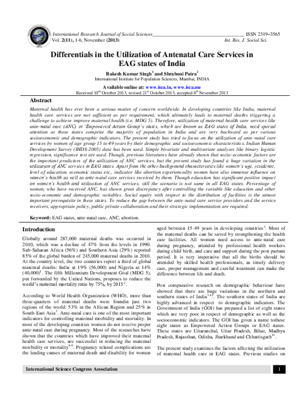 (PDF) Differentials in the Utilization of Antenatal Care Services in ...
