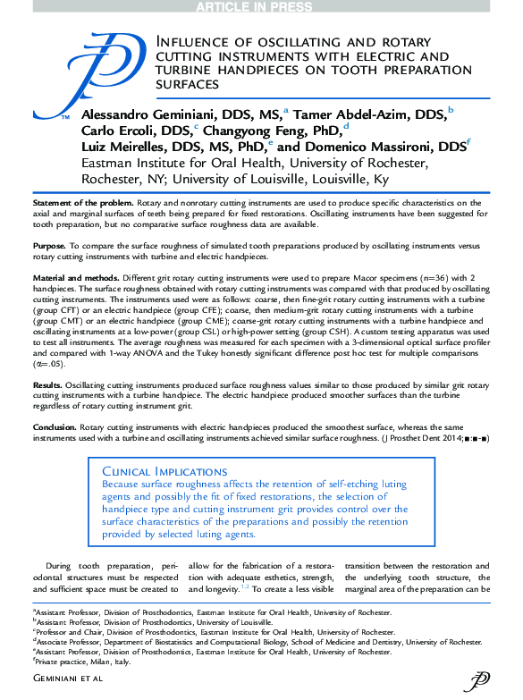 (PDF) Influence of oscillating and rotary cutting instruments with