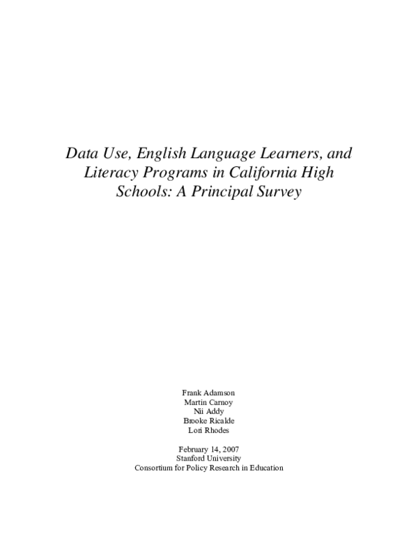 (PDF) Data use, English language learners, and literacy programs in ...