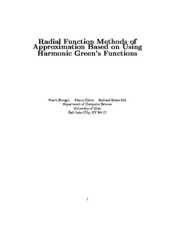 (PDF) Radial Function Methods of Approximation Based on Using Harmonic ...