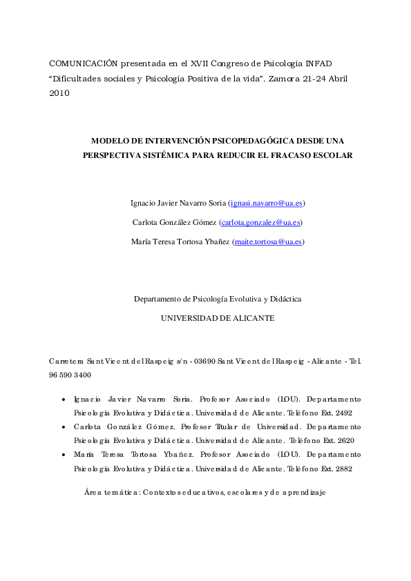 (PDF) Modelo de intervención psicopedagógica desde una perspectiva ...
