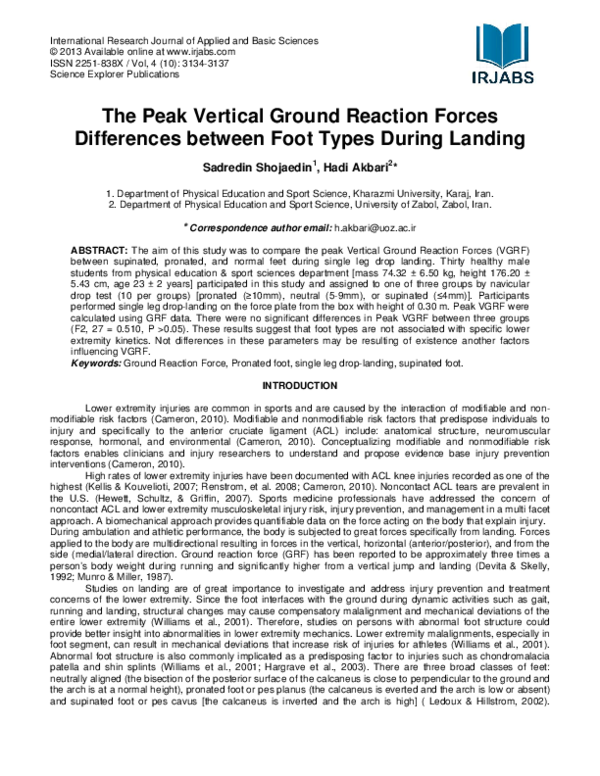 (PDF) The Peak Vertical Ground Reaction Forces Differences between Foot ...